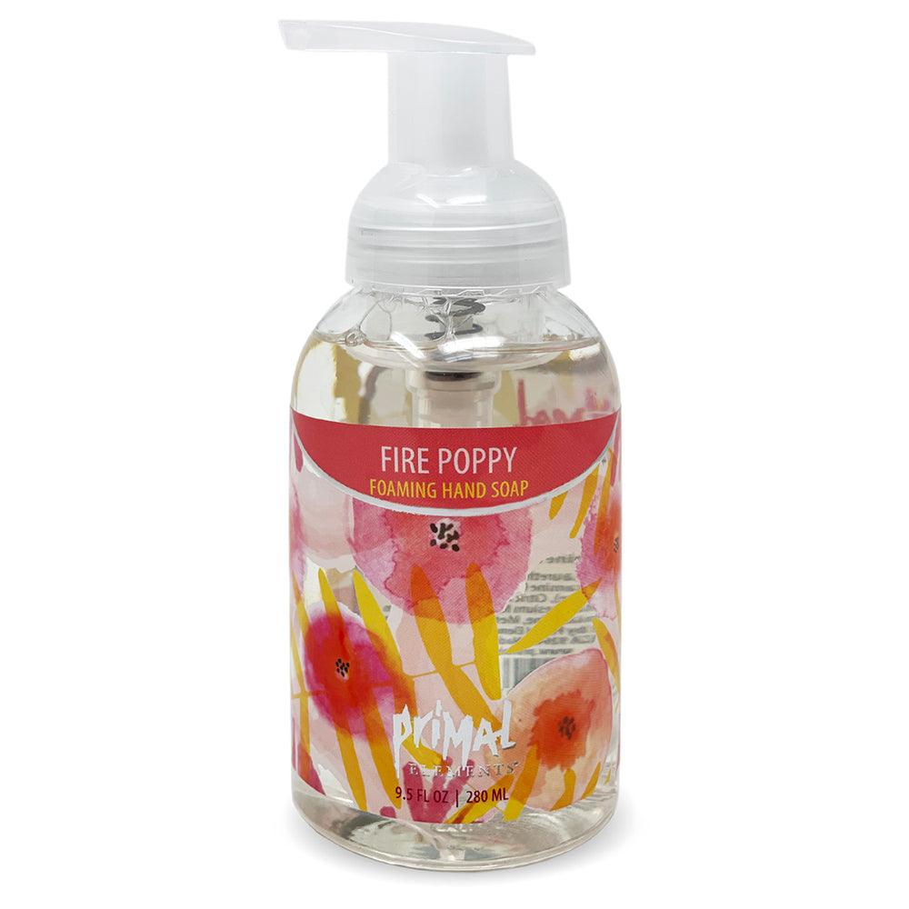 Primal Elements Nourishing Fire Poppy Foaming Hand Soap, Gentle Hand Wash for Softer and Cleaner Hands, Washes Away Dirt – 9.5 fl oz