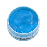 Blue gel in a container with 'Hyaluronic Acid' text on a white background