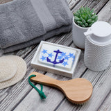 Image Alt Text
White glycerin bar soap featuring a navy blue anchor surrounded by light blue stars.
