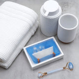 Bubble Bath glycerin bar soap featuring a cream bathtub with orange feet and floating white bubbles in a translucent light-blue bar.