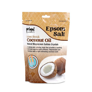 Epsom Salt Natural Magnesium Sulfate Crystals 1 Lb. Zipped Bag - Coconut Oil - Primal Elements