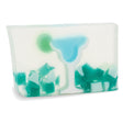 Blue Margarita glycerin bar soap featuring a blue margarita glass, green lime garnish, and teal and white soap pieces in a translucent bar.