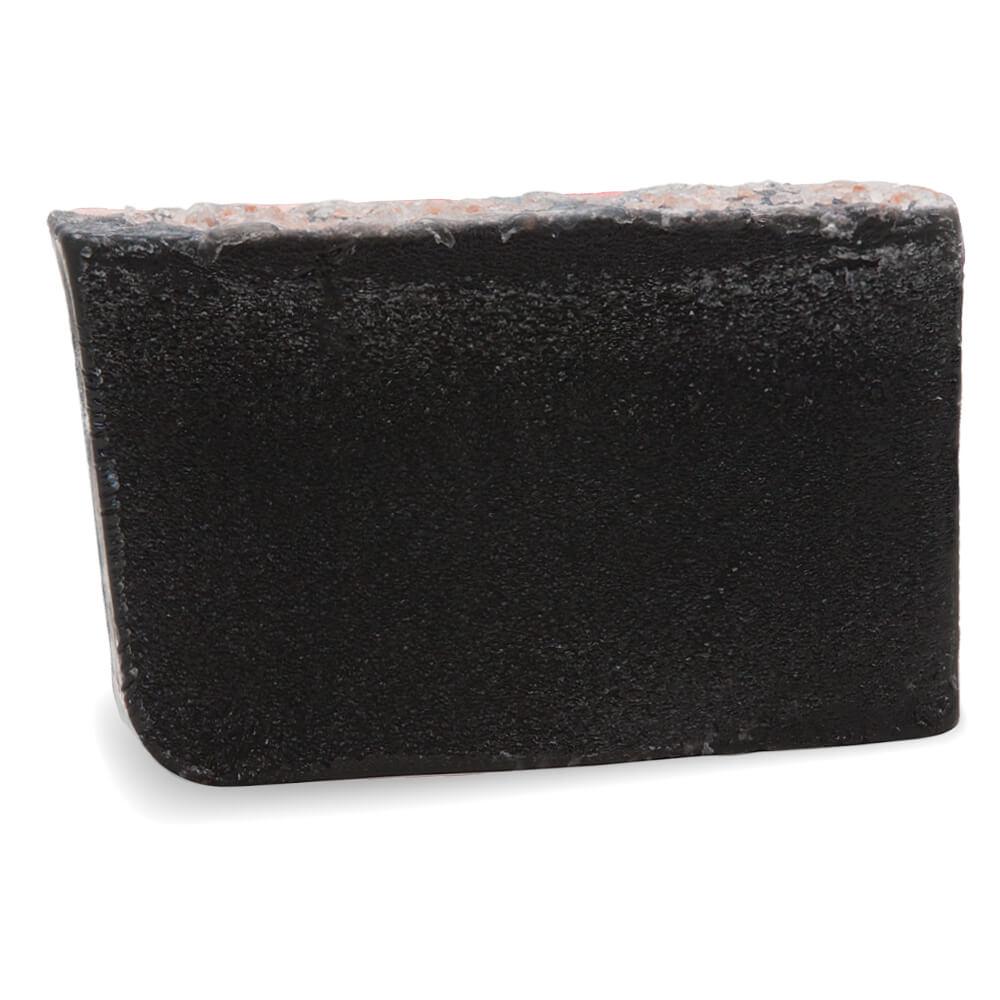 Bamboo Charcoal glycerin bar soap, a jet-black rectangular bar topped with Himalayan pink salt crystals.