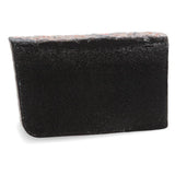 Bamboo Charcoal glycerin bar soap, a jet-black rectangular bar topped with Himalayan pink salt crystals.