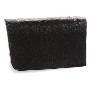 Bamboo Charcoal glycerin bar soap, a jet-black rectangular bar topped with Himalayan pink salt crystals.